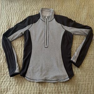 Lululemon Half-Zip Pullover- Black and White Striped, Size 8